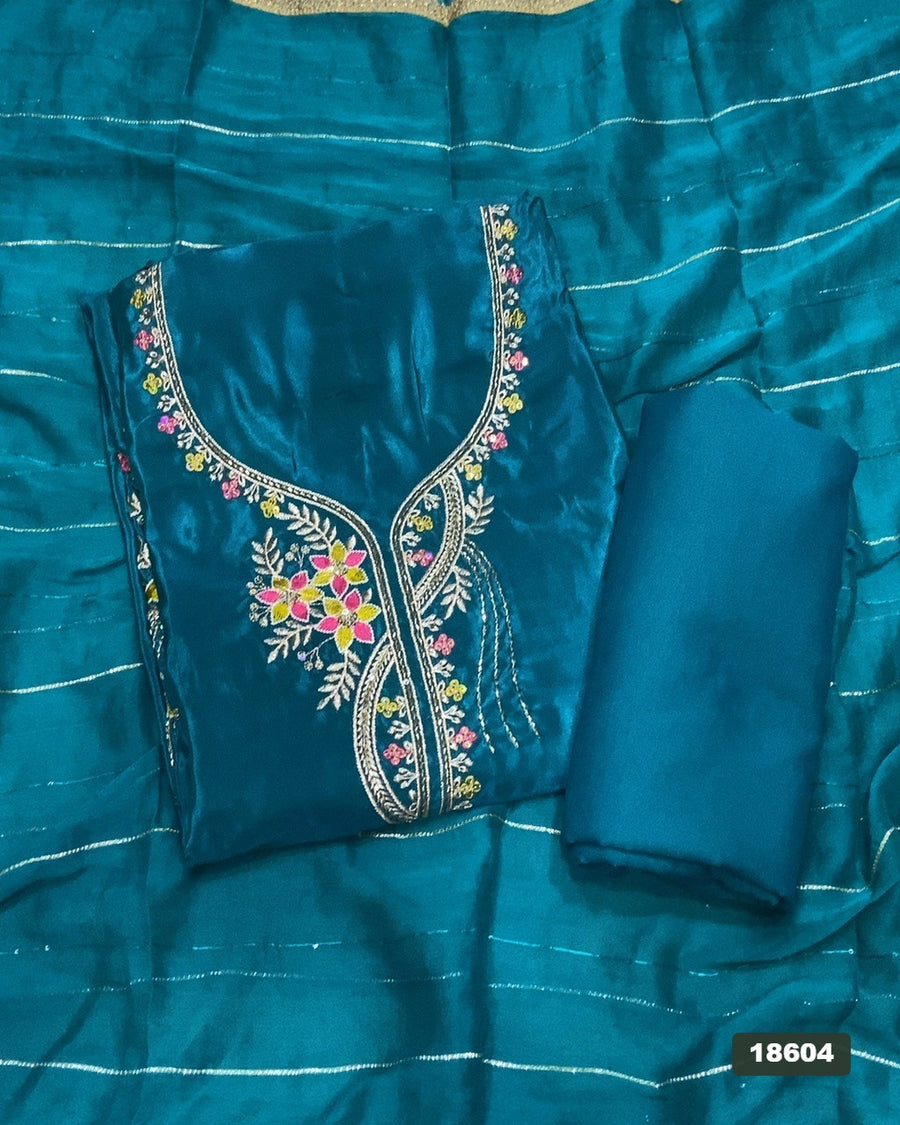 Glass Organza Silk Embroidery Suit Set