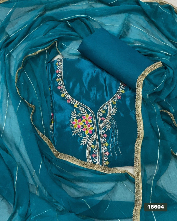 Glass Organza Silk Embroidery Suit Set