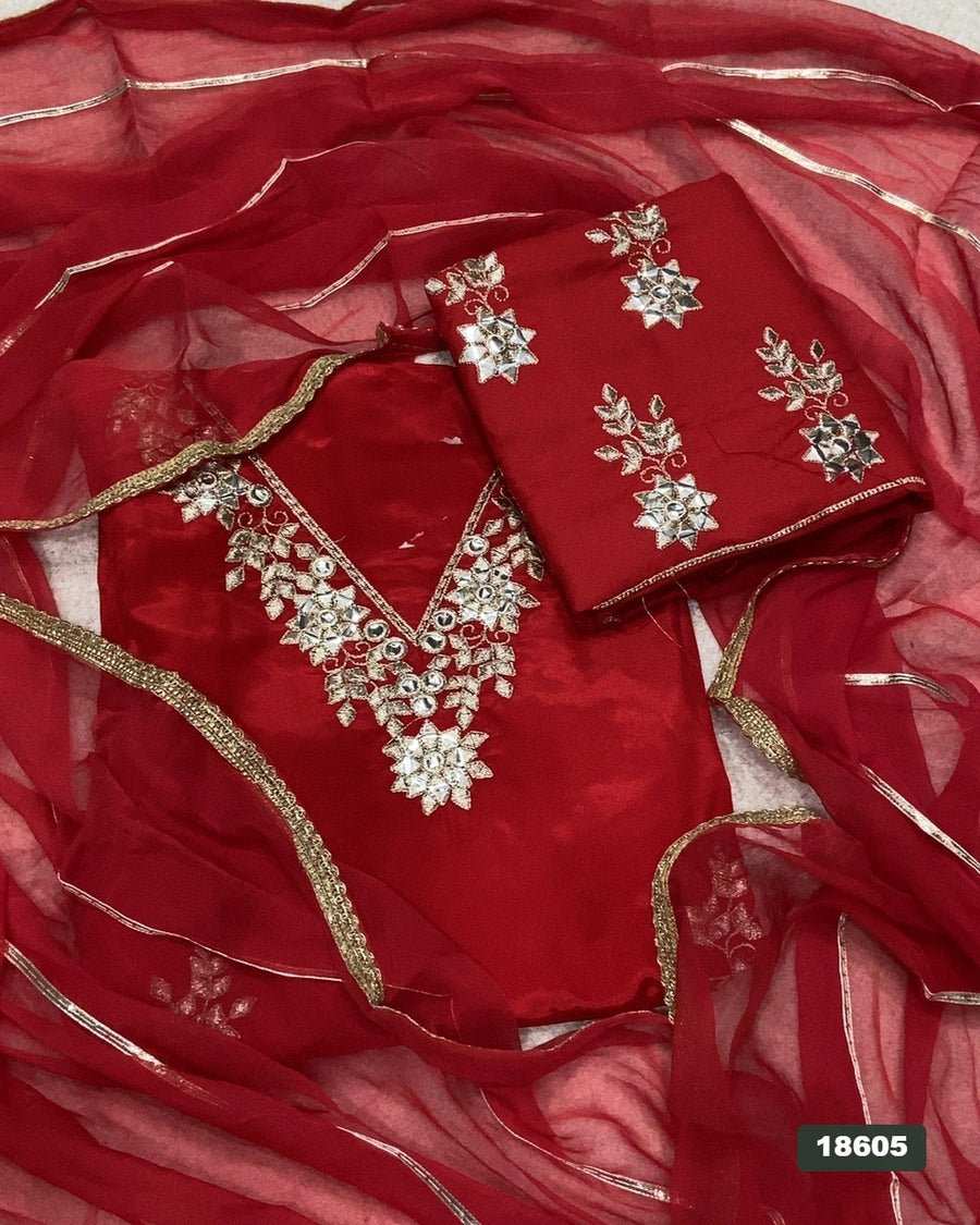 Glass Organza Silk Embroidery Suit Set