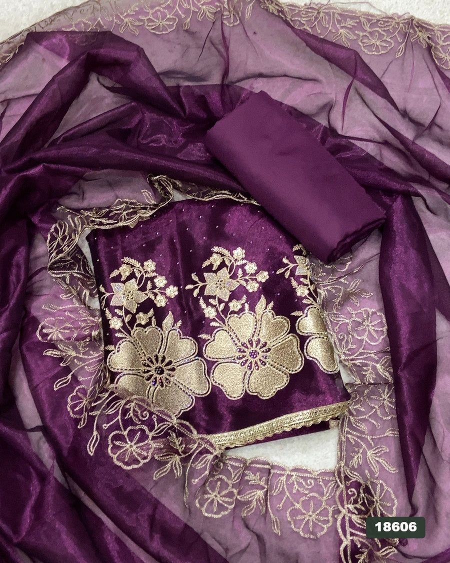 Silk Embroidery Suit Set