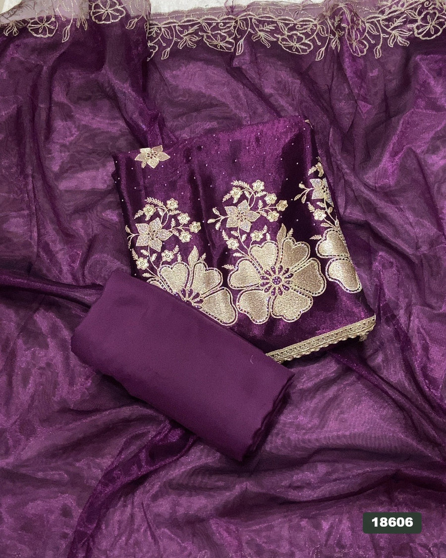 Silk Embroidery Suit Set
