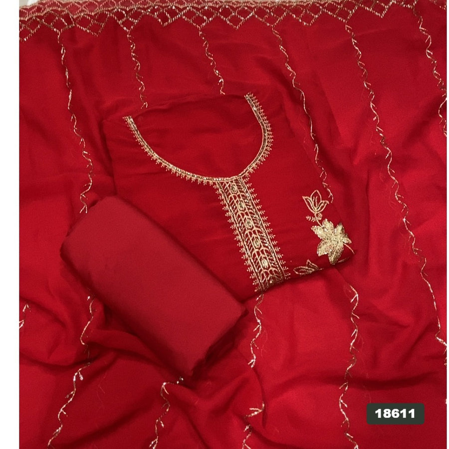 Gorgette Silk Embroidery Suit Set