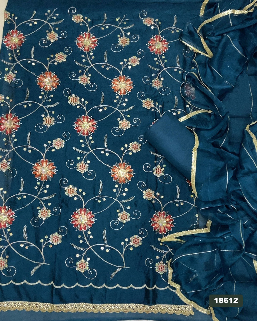 Crush Silk Embroidery Suit Set