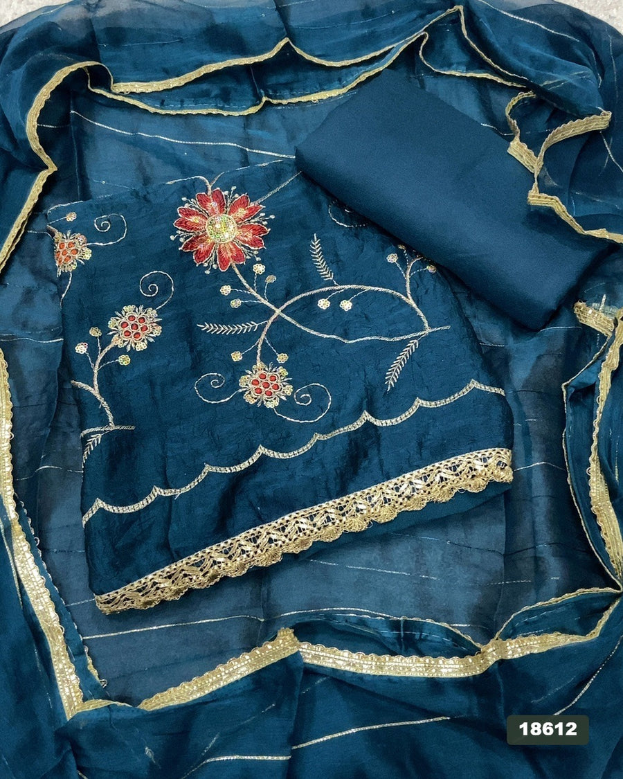 Crush Silk Embroidery Suit Set