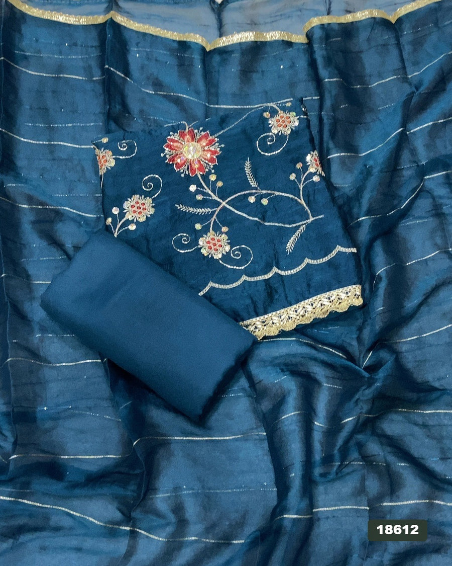 Crush Silk Embroidery Suit Set