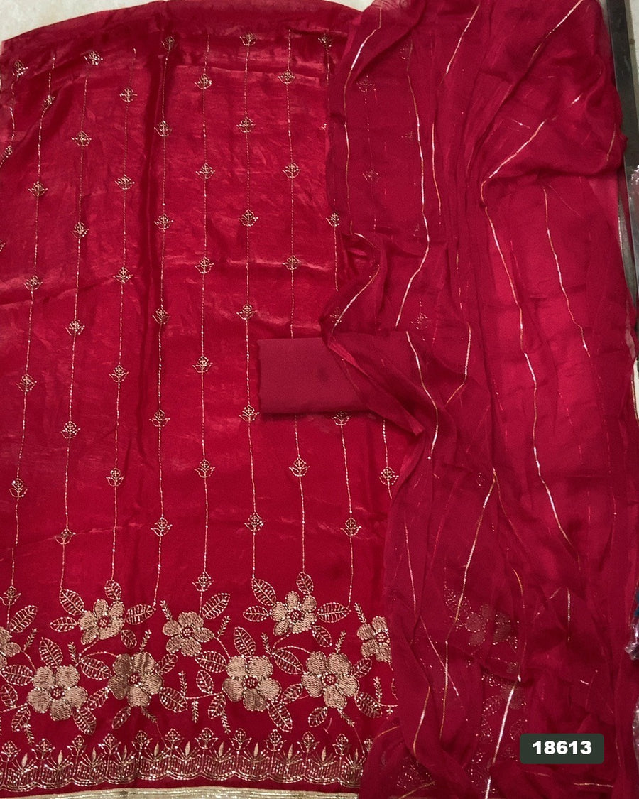 Silk Embroidery Suit Set
