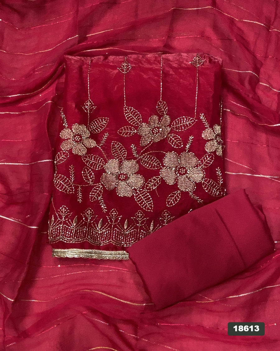 Silk Embroidery Suit Set