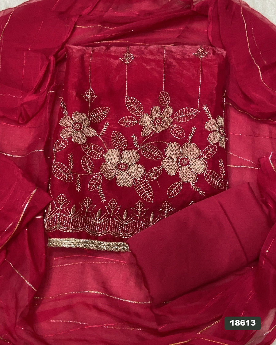Silk Embroidery Suit Set