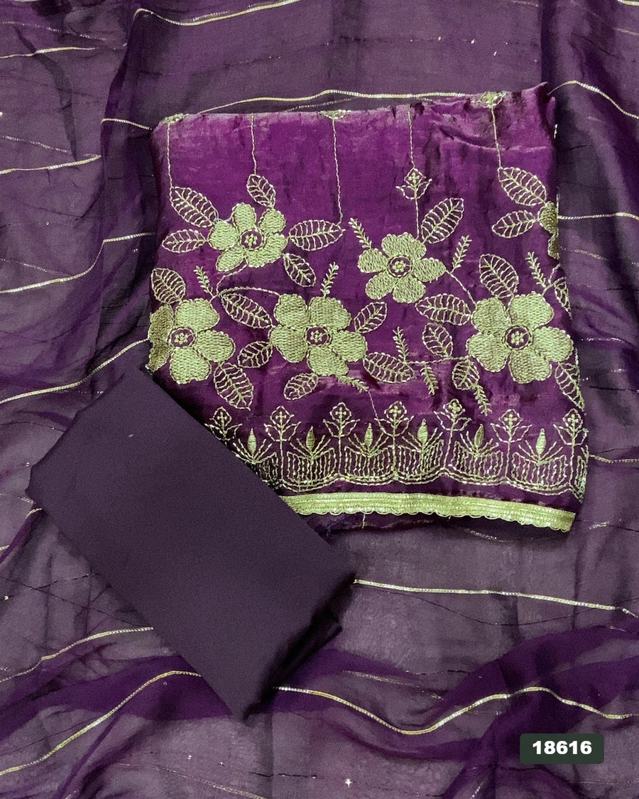 Silk Embroidery Suit Set