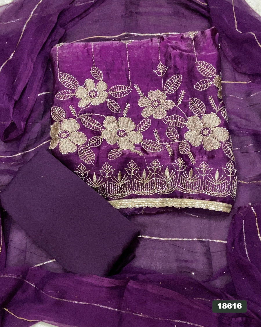 Silk Embroidery Suit Set
