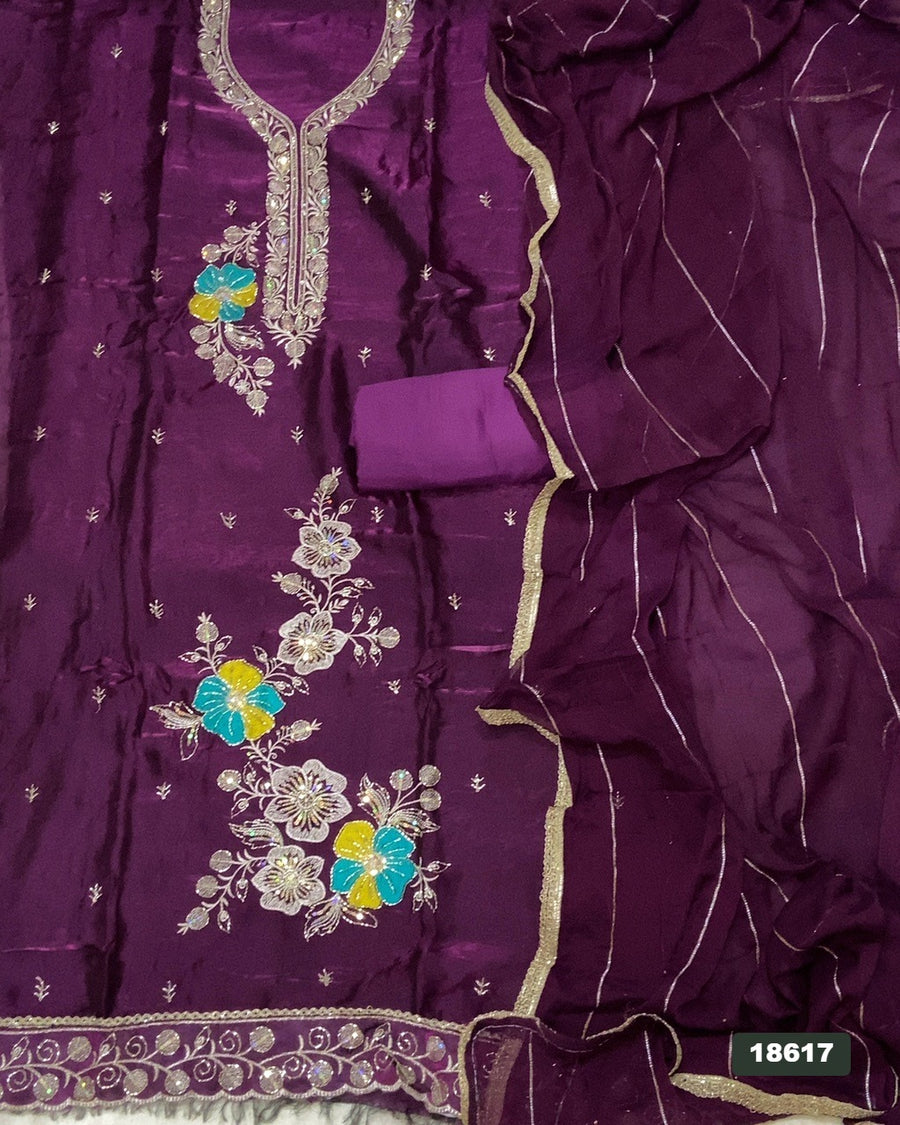 Silk Embroidery Suit Set
