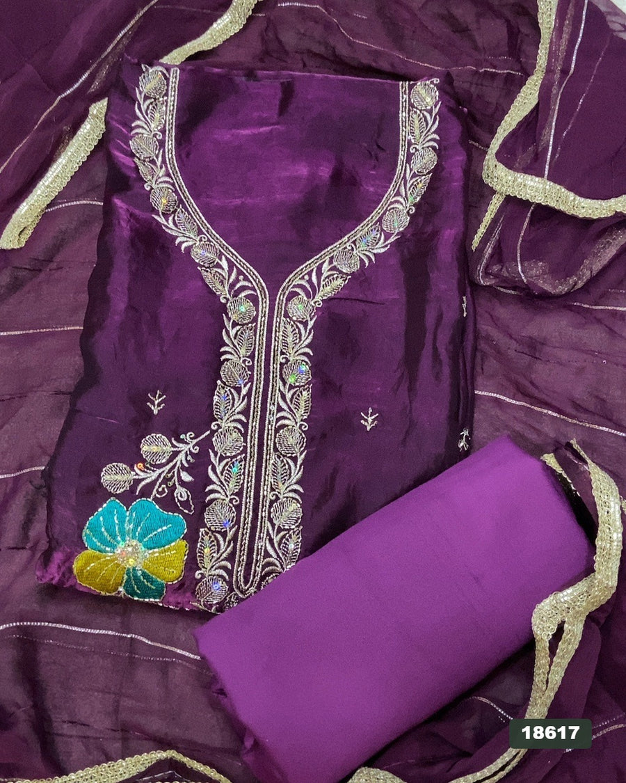 Silk Embroidery Suit Set