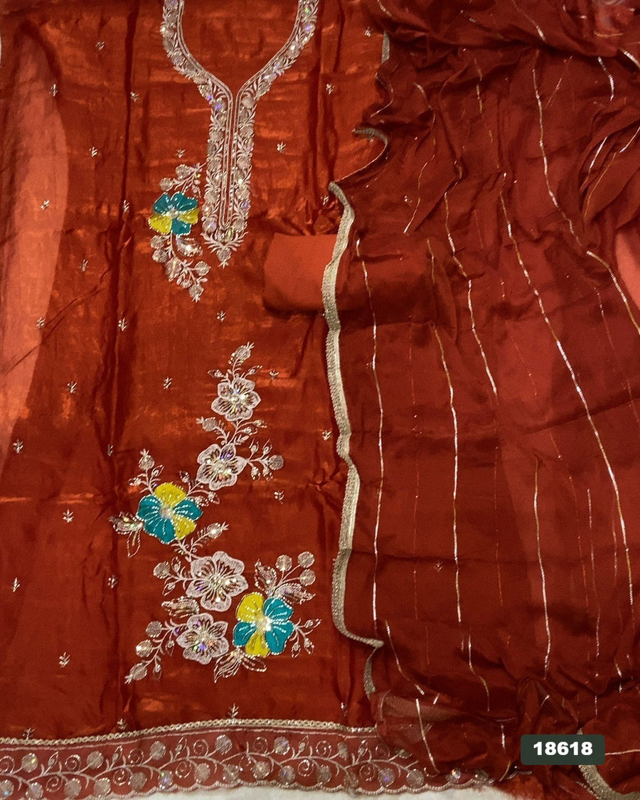 Silk Embroidery Suit Set