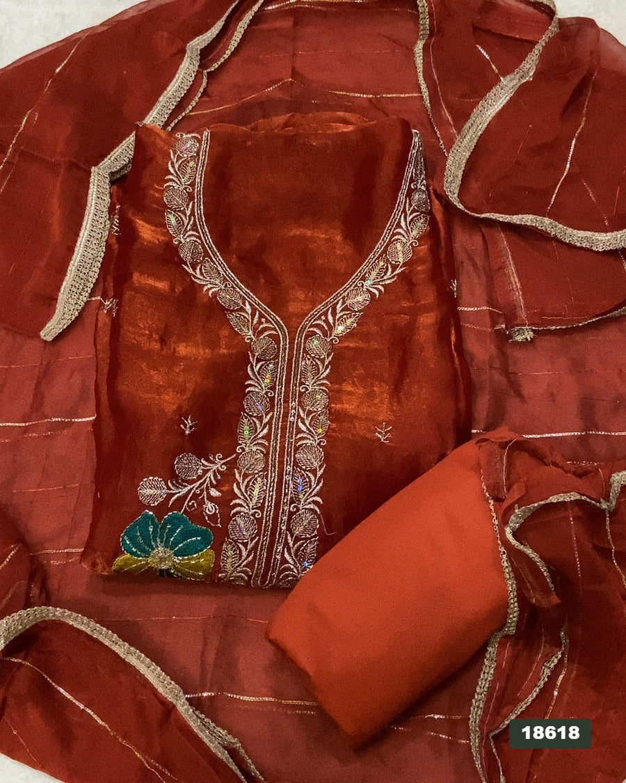 Silk Embroidery Suit Set