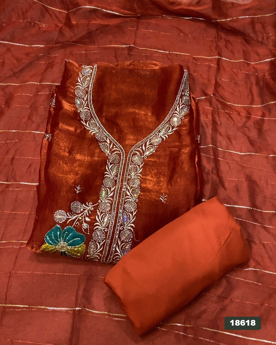 Silk Embroidery Suit Set