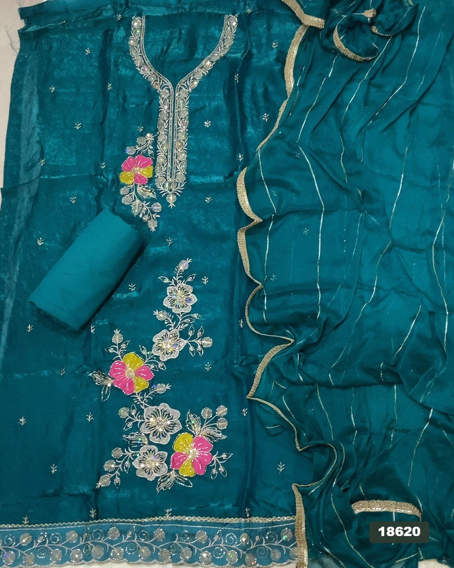 Silk Embroidery Suit Set