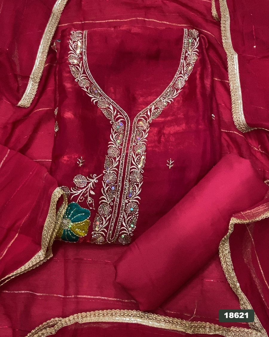 Silk Embroidery Suit Set