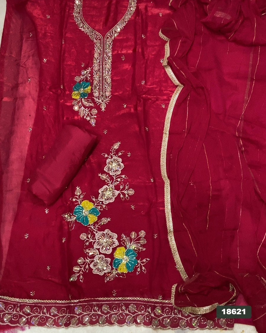 Silk Embroidery Suit Set
