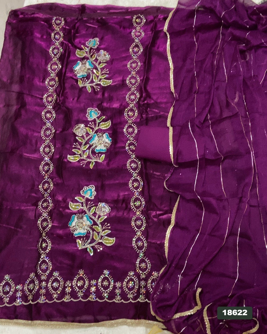 Silk Embroidery Suit Set