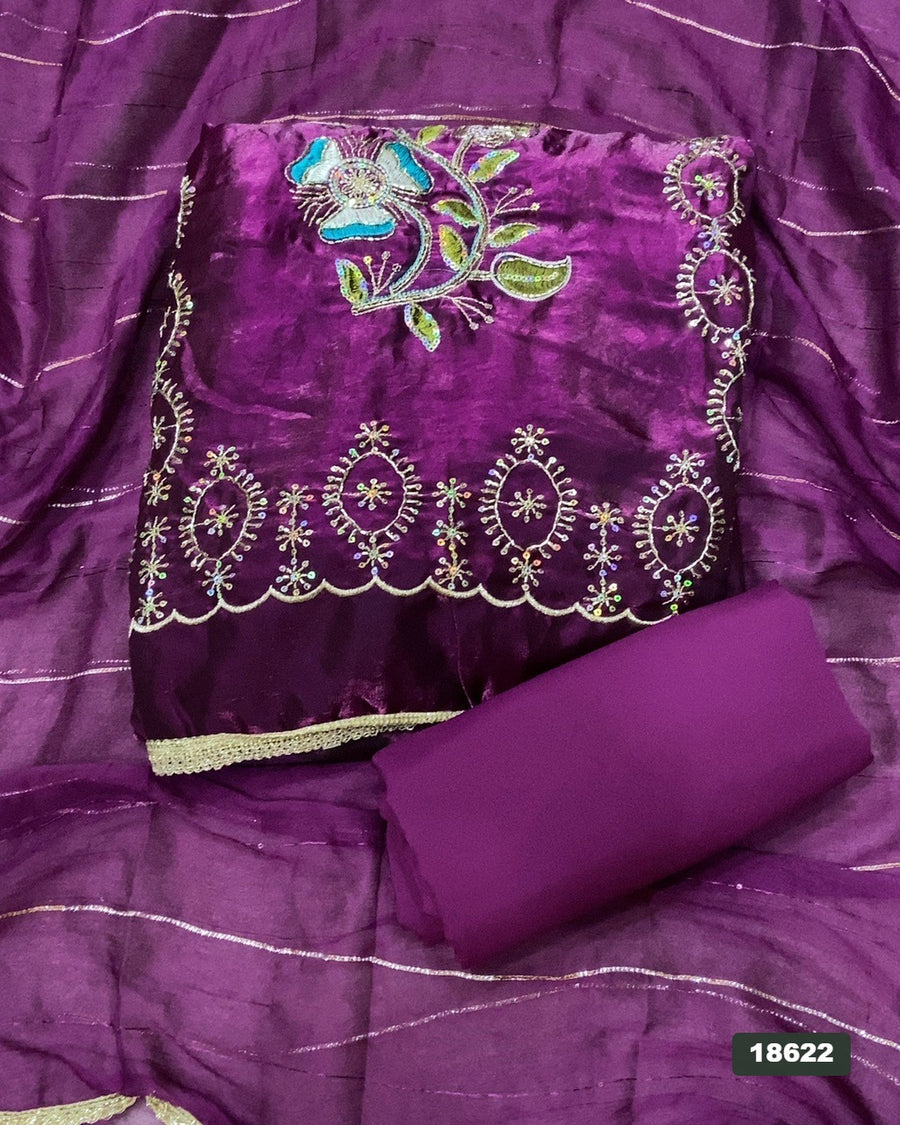 Silk Embroidery Suit Set