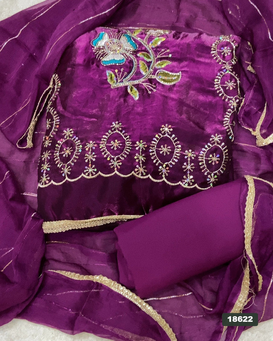 Silk Embroidery Suit Set
