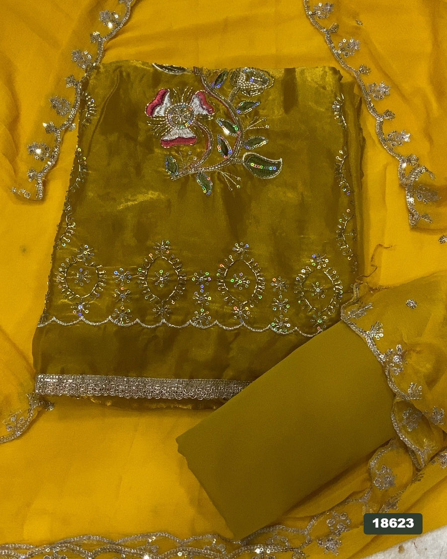 Silk Embroidery Suit Set