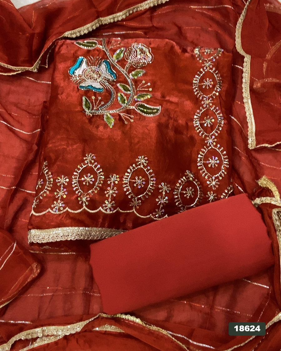 Silk Embroidery Suit Set