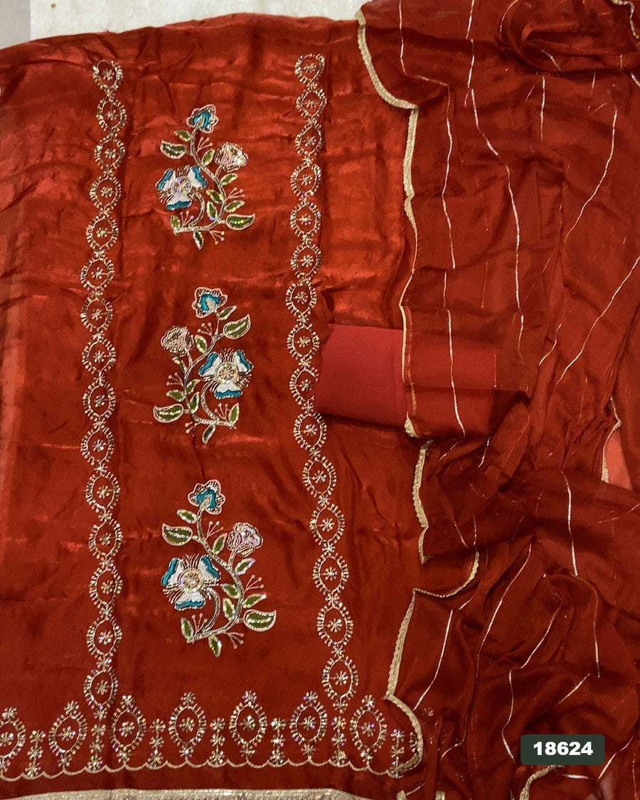 Silk Embroidery Suit Set