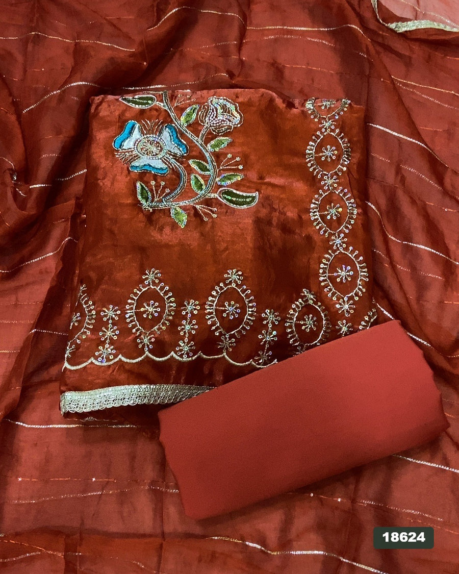 Silk Embroidery Suit Set
