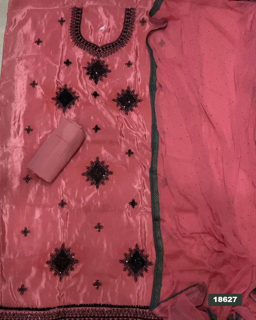 Glass Organza Silk Embroidery Suit Set