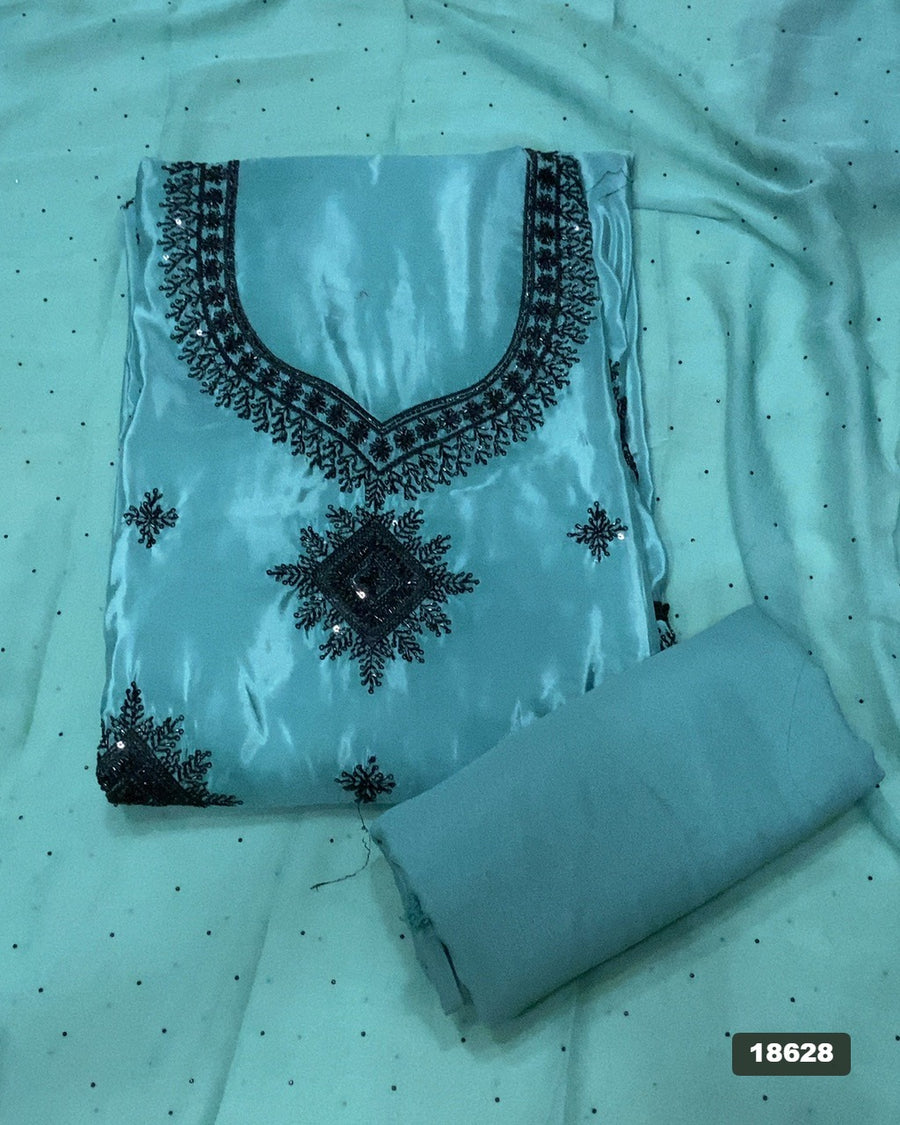 Glass Organza Silk Embroidery Suit Set