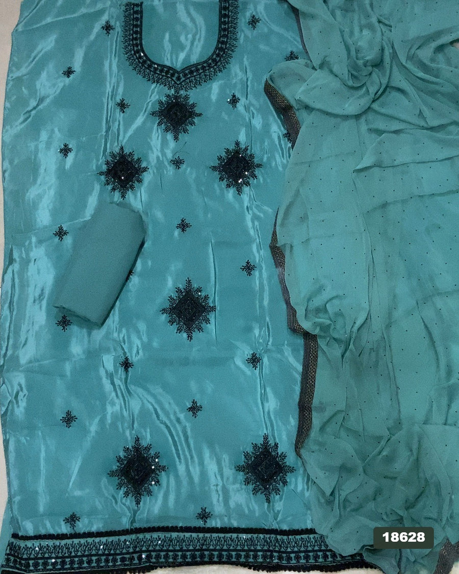 Glass Organza Silk Embroidery Suit Set