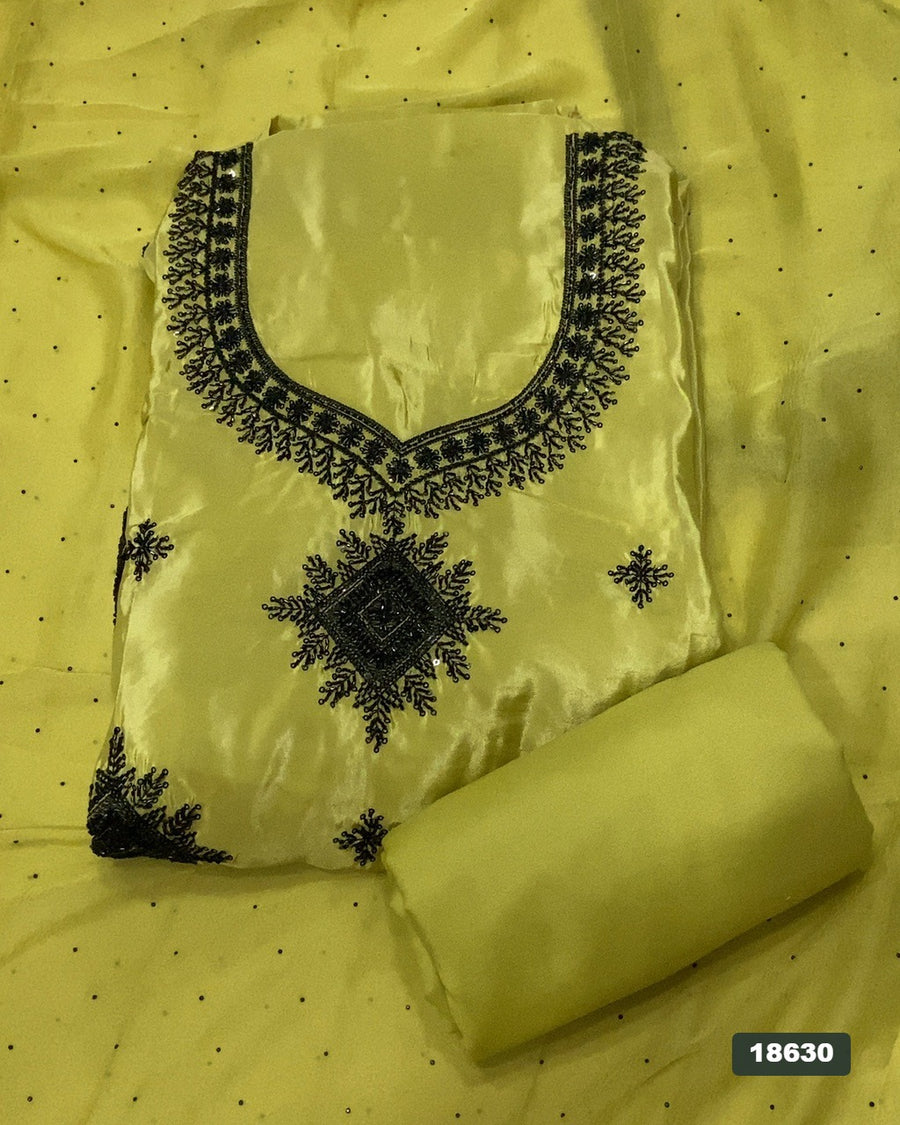 Glass Organza Silk Embroidery Suit Set