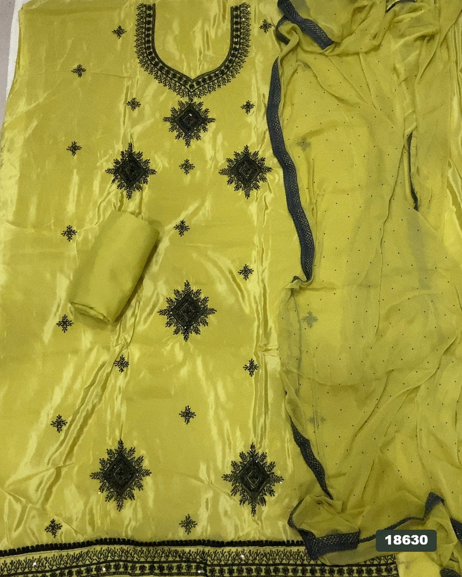 Glass Organza Silk Embroidery Suit Set