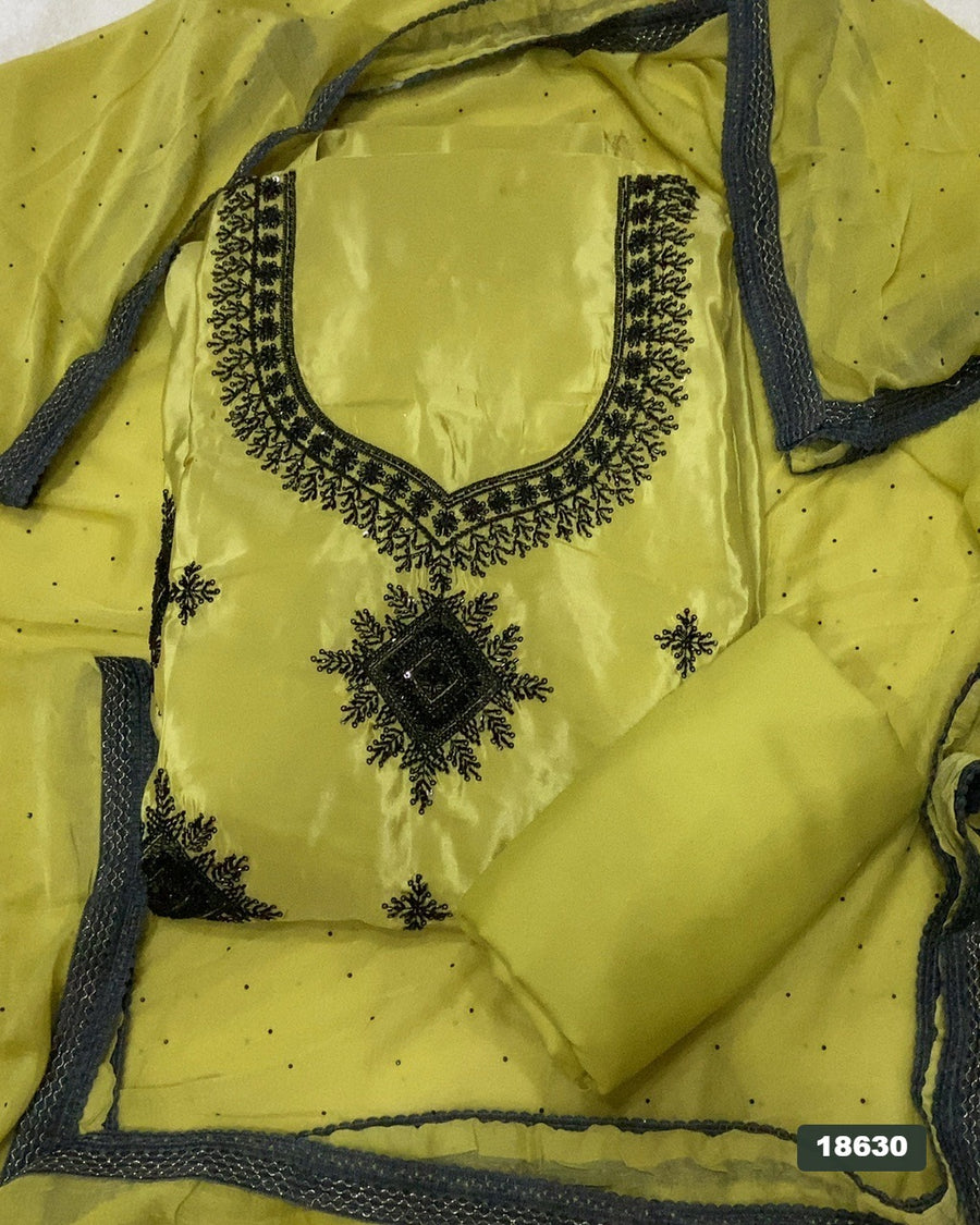 Glass Organza Silk Embroidery Suit Set