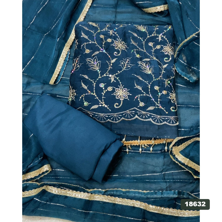 Crush Silk Embroidery Suit Set