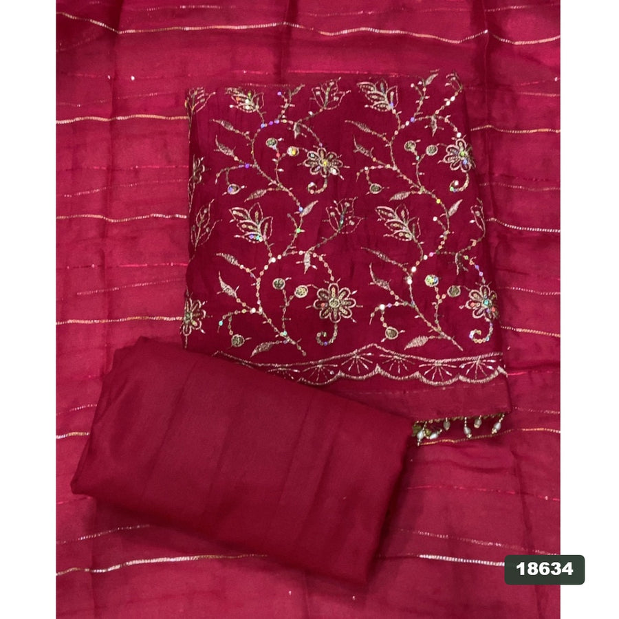 Crush Silk Embroidery Suit Set