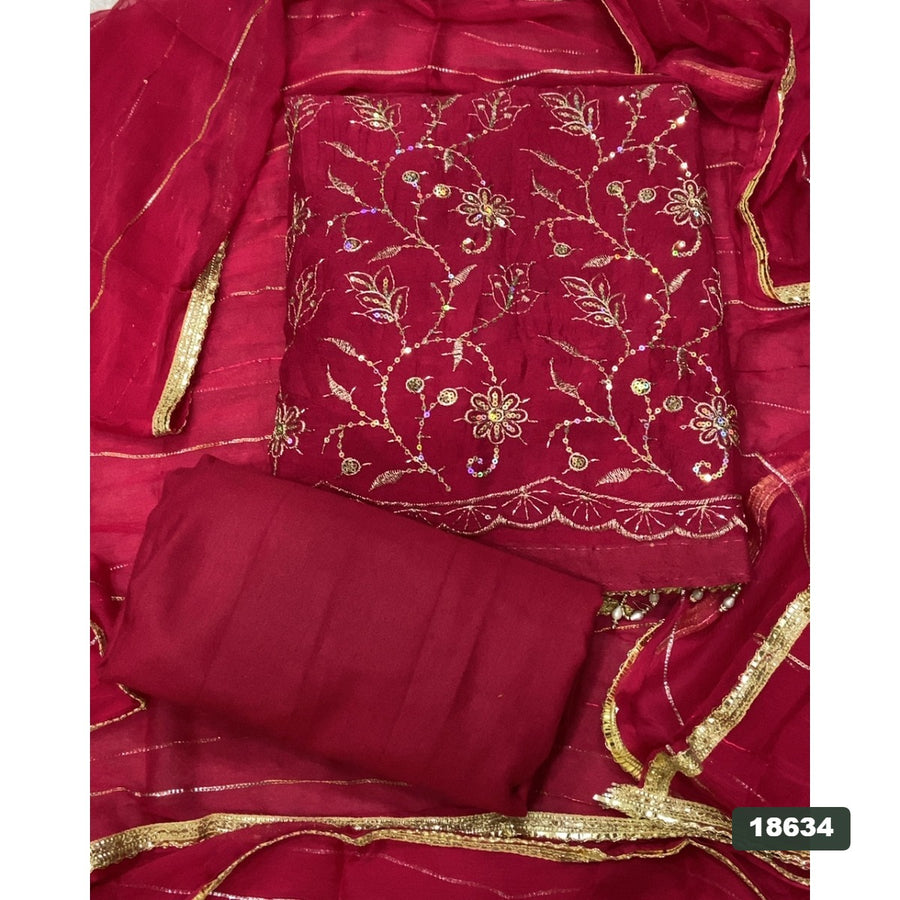 Crush Silk Embroidery Suit Set