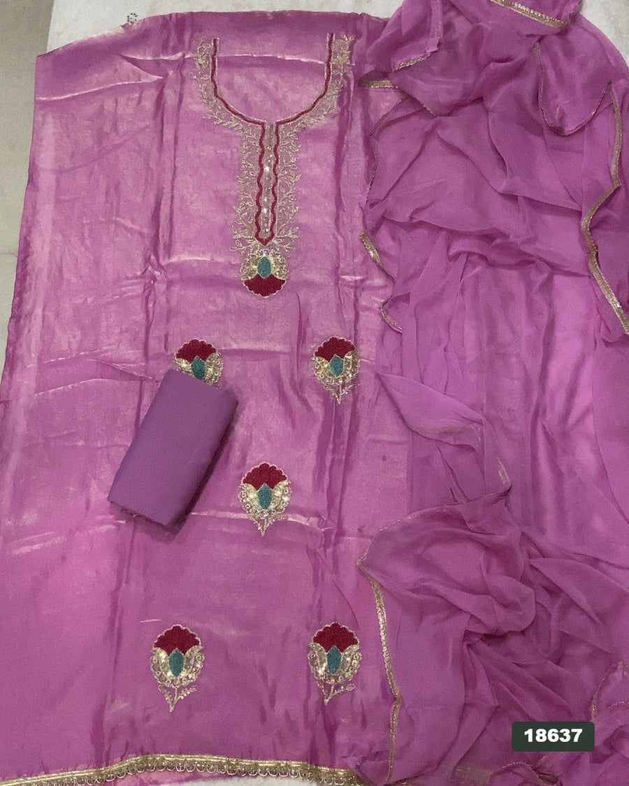 Silk Embroidery Suit Set