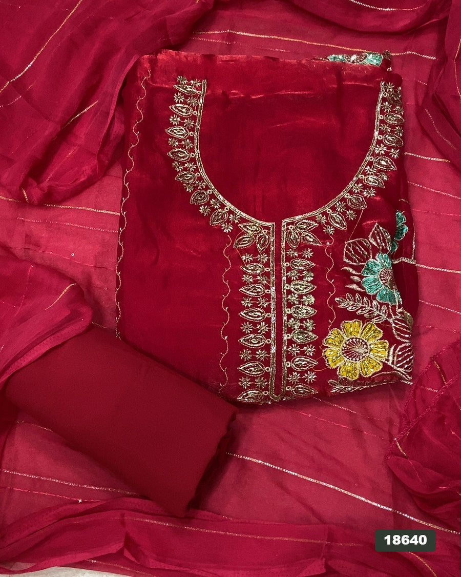 Silk Embroidery Suit Set