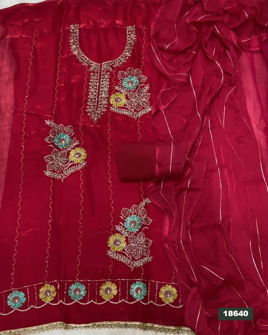 Silk Embroidery Suit Set