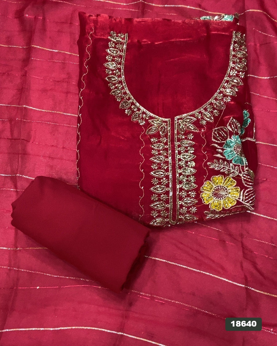 Silk Embroidery Suit Set