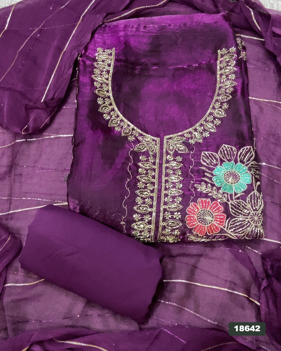 Silk Embroidery Suit Set