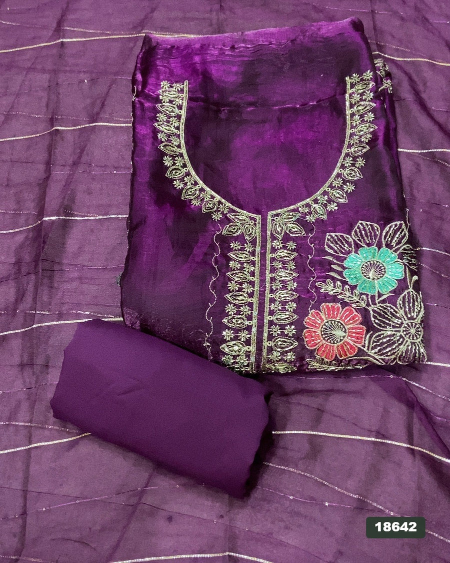 Silk Embroidery Suit Set