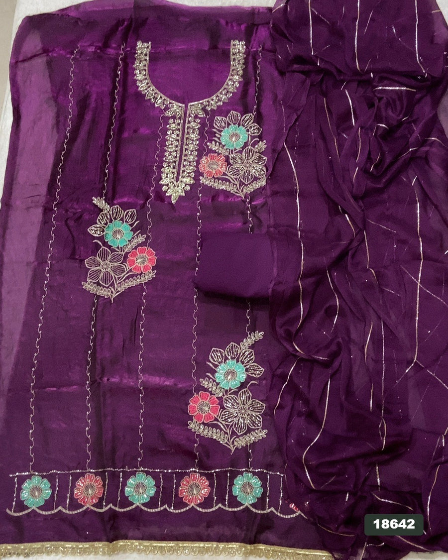 Silk Embroidery Suit Set