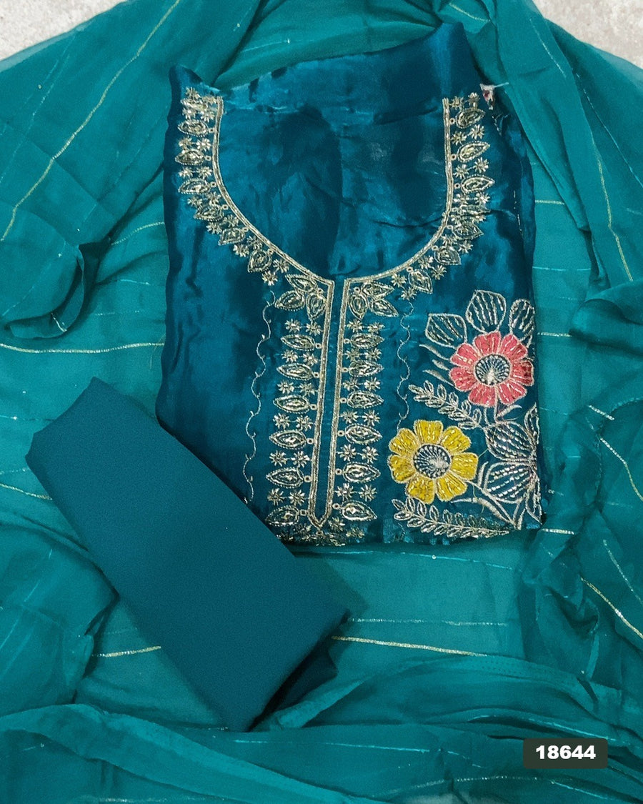 Silk Embroidery Suit Set