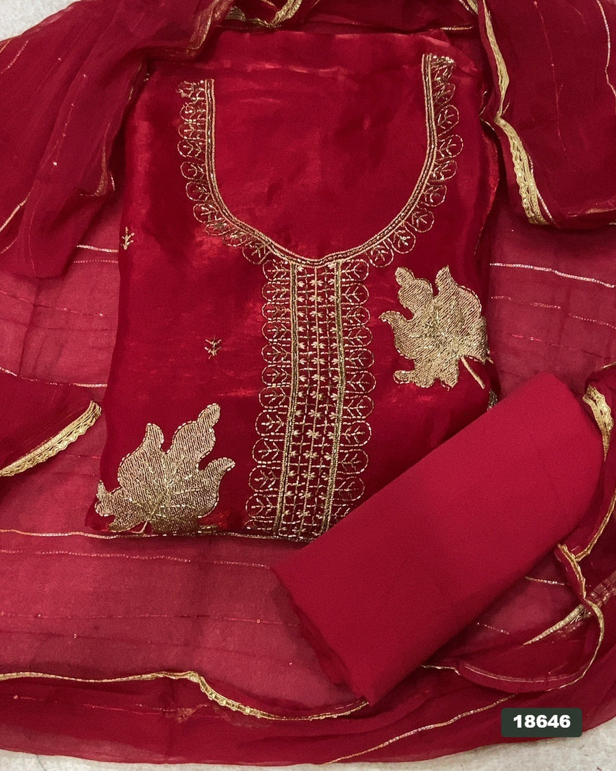 Silk Embroidery Suit Set