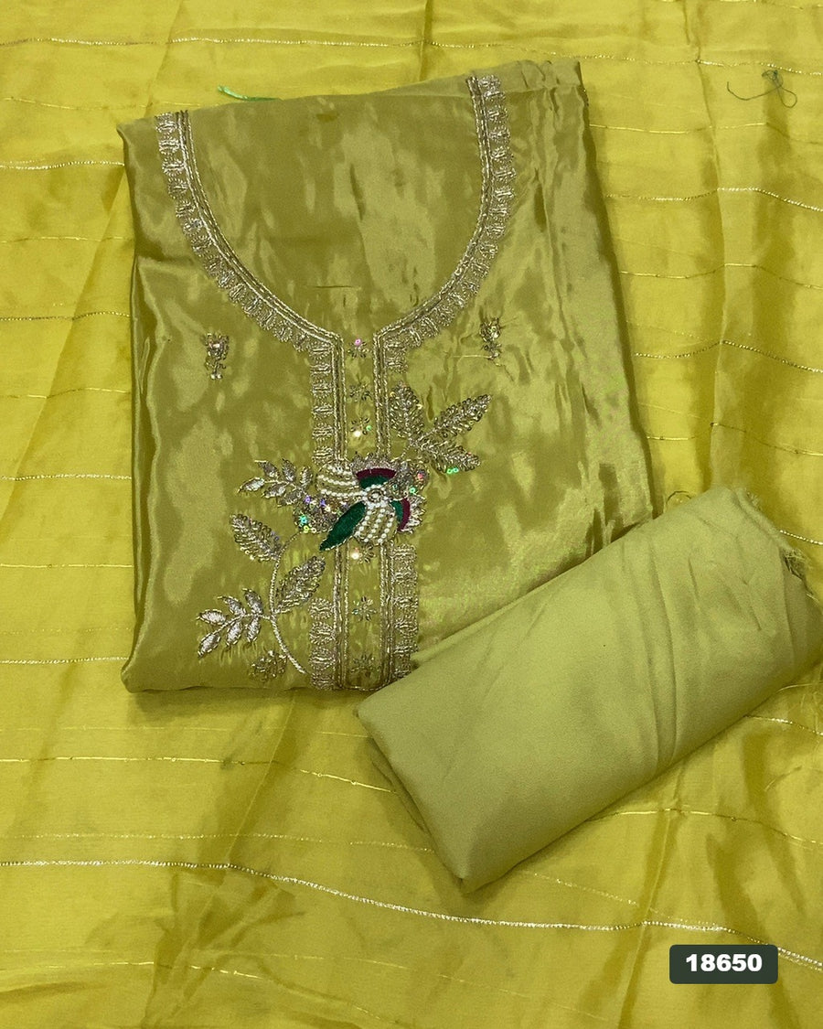 Crush Silk Embroidery Suit Set