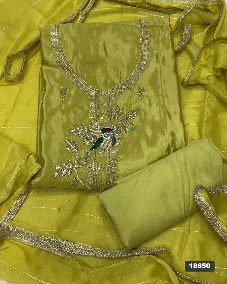 Crush Silk Embroidery Suit Set