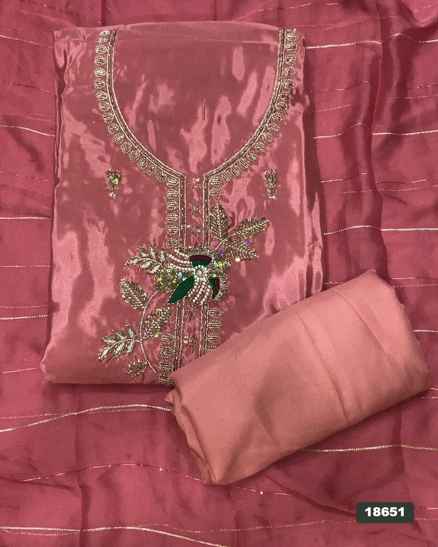 Crush Silk Embroidery Suit Set